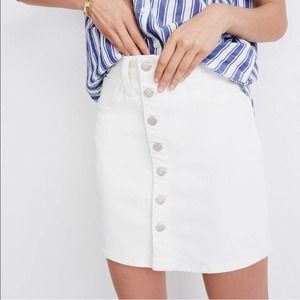 Madewell White Denim Skirt Button Front Mini 26